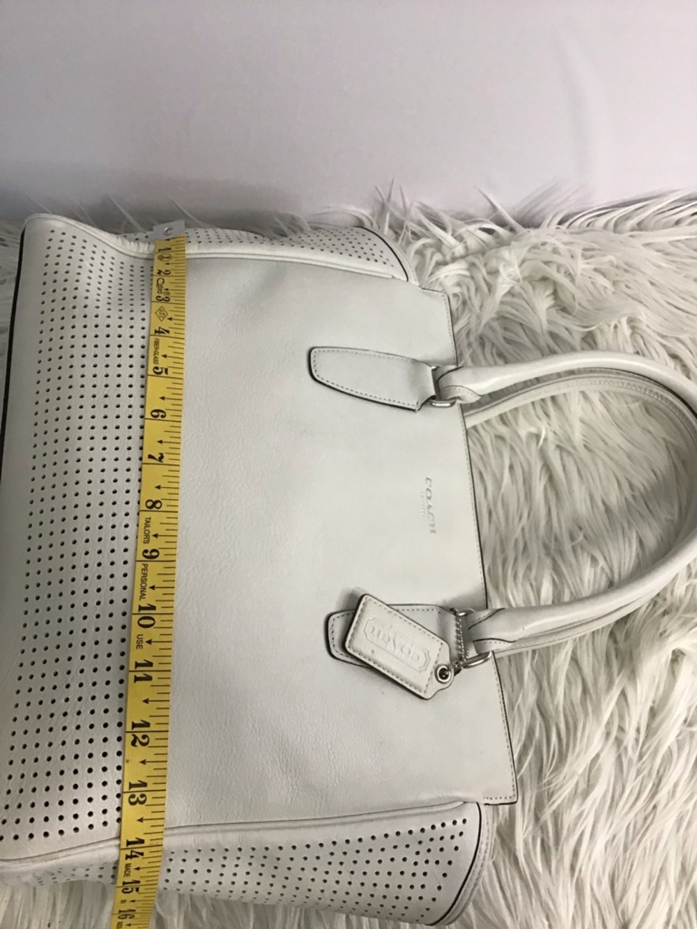 Coach Legacy Perforated Leather Candace Carryall White - Picture 6 of 16
